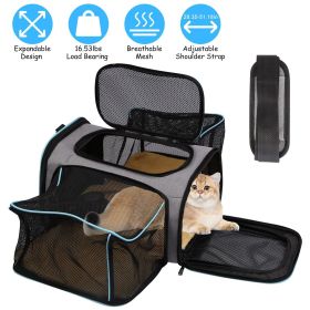 Expandable Pet Carrier Airline Approved Cat Dog Carrier Cat Collapsible Soft Carrier Bag with Removable Fleece Pad Pockets Breathable Mesh Adjust