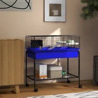 Two-Story Small Animal Cage Removable From Stand (Option: Blue)
