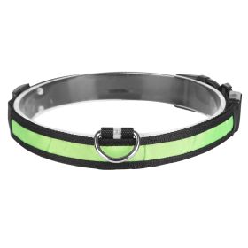 LED Dog Collar USB Rechargeable Adjustable Dog Safety Collar Night Safety Flashing Luminous Light up Collar (Option: DogCollarXLGreen)