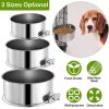 Stainless Steel Dog Bowl Pets Hanging Food Bowl Detachable Pet Cage Food Water Bowl with Clamp Holder