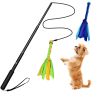 Extendable Dog Flirt Pole with Lure 10.23-26.77in Teaser Wand with 2 Replaceable Interactive Tail Toys For Small Medium Large Dogs Training Exercise T