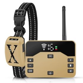 2 In 1 Wireless Electric Dog Fence Waterproof Pet Shock Boundary Containment System Electric Training Collar for Small Medium Large Dogs (Option: DogFenceGold1Collar)