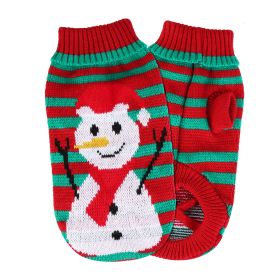 Pet Christmas Turtleneck Sweater Dog Cat Christmas Clothes Snowman Stripes Costume Winter Holiday Sweater for Small Medium Kitten Puppy Cats Dogs (Option: PetSweaterSnowmanS)