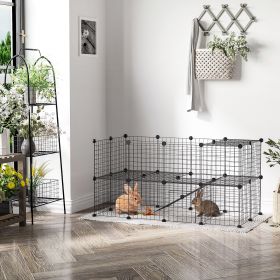 36 Panels Small Animal Playpen with Door (Option: Black-380x140x440 mm)