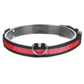 LED Dog Collar USB Rechargeable Adjustable Dog Safety Collar Night Safety Flashing Luminous Light up Collar (Option: DogCollarMRed)