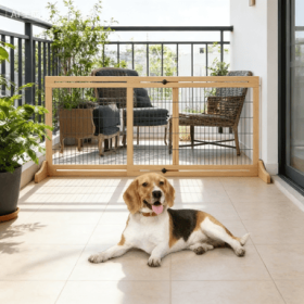 Extra Wide Freestanding Pet Gate With Adjustable Length Dog, Cat, Barrier For House, Doorway, Hallway, Natural (Option: Natural)