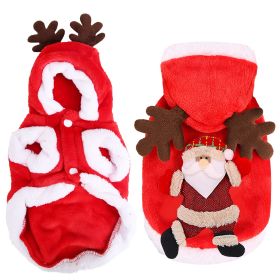 Pet Christmas Clothes Santa Claus Reindeer Antlers Costume Winter Outfit New Year Coat For Small Medium Dogs Cats Available in S/M/L/XL (Option: PetClothesRedS)