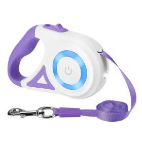 16FT Retractable Dog Leash Extendable Pet Leash Dog Walking Leash with Flashlight RGB Light 2 Rolls of Waste Bags Dispenser Fit for 66-110lbs (Option: DogLeashPurple)